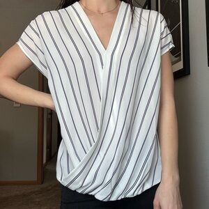 Striped V-Neck Wrap Top
